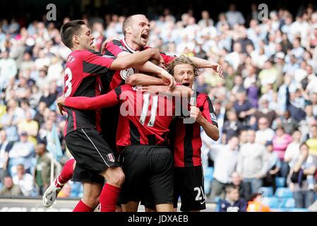 FULHAM CELEBRARE KAMARA OBIETTIVO Manchester City V FULHAM City of Manchester Stadium Manchester Inghilterra 26 aprile 2008 Foto Stock