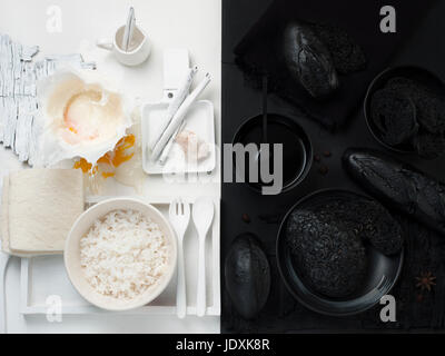 Arte del cibo per lo styling in bianco e nero e a colori Foto Stock