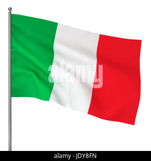 Bandiera Italiana. 3d'illustrazione su sfondo bianco Foto Stock