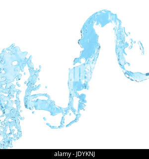 Acqua a getto a spirale, marrone splash, onda liquidi, schizzi loop, linea curva, isolato su sfondo bianco. Il rendering 3D Foto Stock