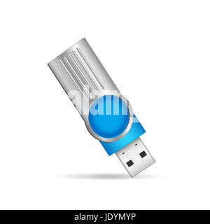 Illustrazione di un drive flash USB isolato su uno sfondo bianco. Foto Stock