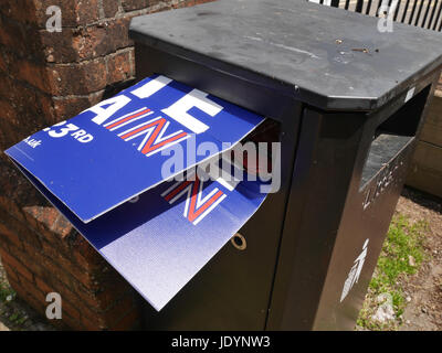 Poster rimangono confinate all'inferriata dopo il referendum dell'UE dopo il 23 giugno 2016, totness, Devon, Inghilterra, Regno Unito Foto Stock