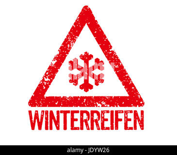 Roter Stempel - Winterreifen Foto Stock