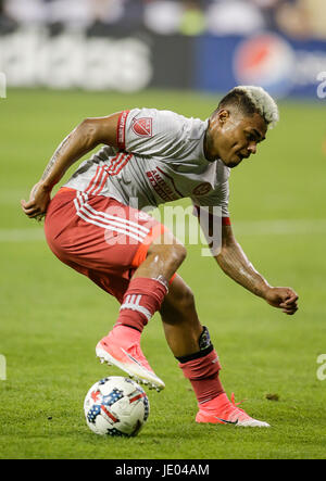 Washington DC, Stati Uniti d'America. Il 21 giugno, 2017. Atlanta United FC avanti #7 Josef Martinez durante una sequenza di lunghezza massima MLS partita di calcio tra la c.c. Uniti e la Atlanta United FC a RFK Stadium di Washington DC. D.C. Regno sconfigge Atlanta United FC, 2-1. Justin Cooper/CSM/Alamy Live News Foto Stock