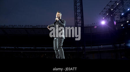 Torino, Italia Il 21 giugno 2017, il cantante italiano Tiziano Ferro esegue a Torino presso lo stadio Olimpico gran Torino foto: Cronos/Alberto Gandolfo Foto Stock