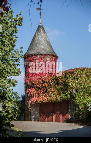 Gut erhaltene Festung an der Lahn Foto Stock