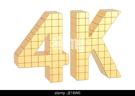 4K concetto, 3D rendering isolati su sfondo bianco Foto Stock