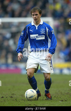 TOBIAS LINDEROTH Everton FC LIVERPOOL Goodison Park 17 Febbraio 2002 Foto Stock