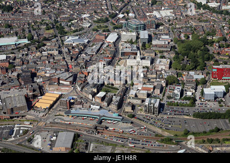 Vista aerea di Barnsley Town Center, nello Yorkshire, Regno Unito Foto Stock