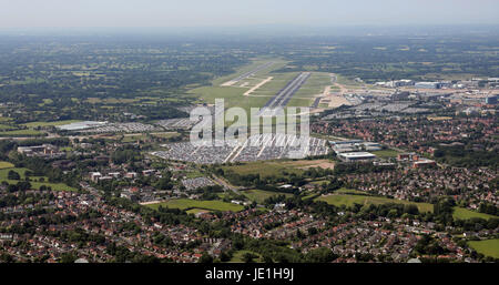 Vista aerea dell'Aeroporto Internazionale di Manchester, Regno Unito Foto Stock