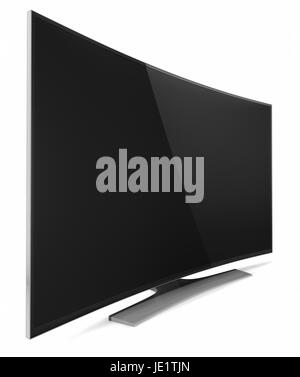 UHD Smart TV con schermo curvo su sfondo bianco Foto Stock