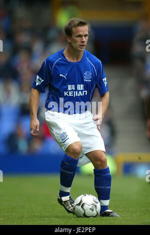 TOBIAS LINDEROTH Everton FC GOODISON PARK LIVERPOOL 10 Agosto 2002 Foto Stock