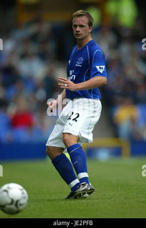 TOBIAS LINDEROTH Everton FC GOODISON PARK LIVERPOOL 10 Agosto 2002 Foto Stock