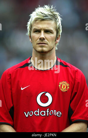 DAVID BECKHAM MANCHESTER UNITED FC OLD TRAFFORD Manchester Inghilterra 10 Agosto 2002 Foto Stock