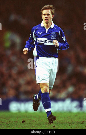 TOBIAS LINDEROTH Everton FC GOODISON PARK LIVERPOOL ENGLAND 02 Febbraio 2002 Foto Stock