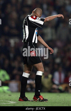 DAVID TREZEGUET JUVENTUS V AC MILAN OLD TRAFFORD Manchester Inghilterra 28 Maggio 2003 Foto Stock