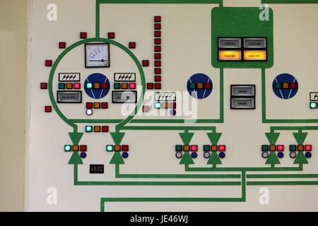 Pannello di controllo di un laboratorio nucleare Foto Stock