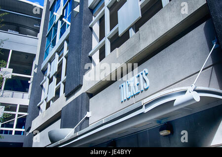 Ticket Booth vendite a Stadium Foto Stock