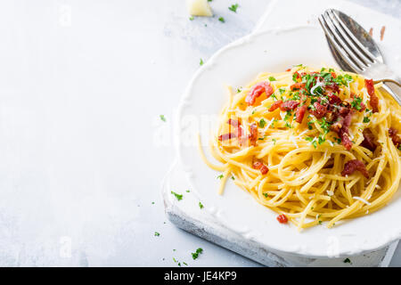 La pasta italiana La Carbonara Foto Stock