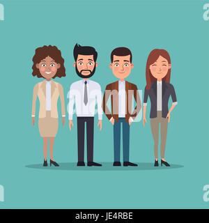 Colore di sfondo corpo pieno set di business le donne e gli uomini Illustrazione Vettoriale