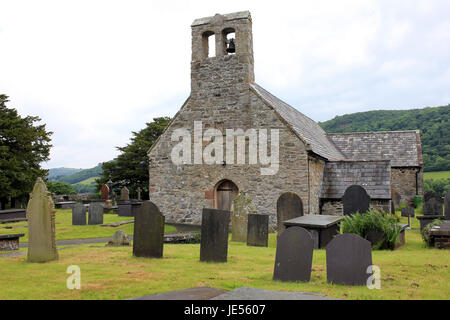 La chiesa medievale di St Mary's, Caerhun, Galles Foto Stock