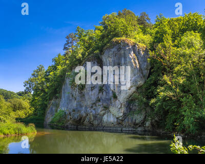 Amalienfelsen sul Danubio, Prince Park Hohenzollern vicino Inzigkofen sul Danubio superiore Valle, Svevo, Baden Wuerttemberg, Germania, Europa Foto Stock