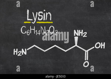 Schiefertafel mit der chemischen Formel von lisina Foto Stock