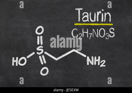 Schiefertafel mit der chemischen Formel von Taurin Foto Stock