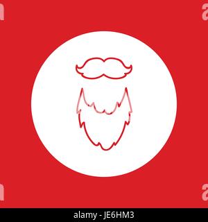 Disegnata a mano del Natale e del nuovo anno icona Vettore, elemento di design, linea rossa illustrazione isolato su bianco. Barba e baffi Santa Claus attributo Illustrazione Vettoriale