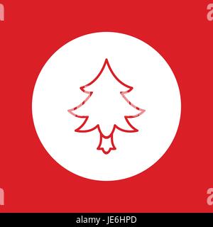 Disegnata a mano del Natale e del nuovo anno icona Vettore, elemento di design, linea rossa illustrazione isolato su bianco. Albero di natale Illustrazione Vettoriale