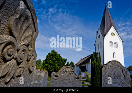 Germania, SCHLESWIG-HOLSTEIN, Amrum, nebbia, villaggio chiesa di San Clemente, Clemens, Foto Stock