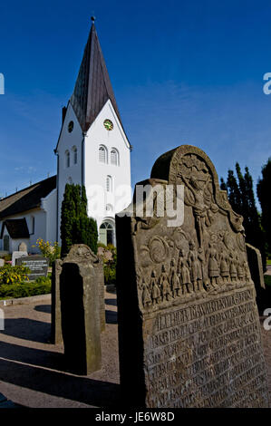 Germania, SCHLESWIG-HOLSTEIN, Amrum, nebbia, villaggio chiesa di San Clemente, Clemens, Foto Stock