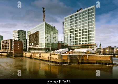 Germania, Amburgo, il porto della citta', Ericusspitze, Publishing Company, riflettore, Foto Stock