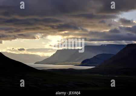 L'Europa, Nord Europa, Islanda, Westisland, Dyrafjördur, west fiordi, Foto Stock