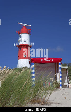 Germania, Bassa Sassonia, Est Frisians Borkum, Faro elettrico nelle dune, Foto Stock