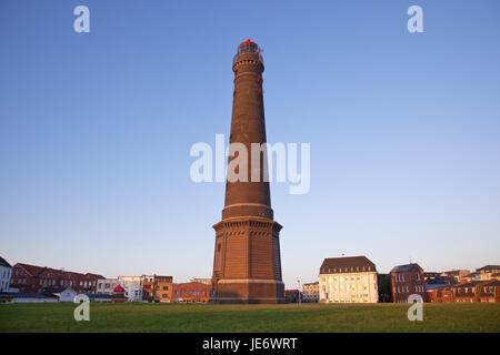 Germania, Bassa Sassonia, Est Frisians Borkum, nuovo faro all'alba, Foto Stock