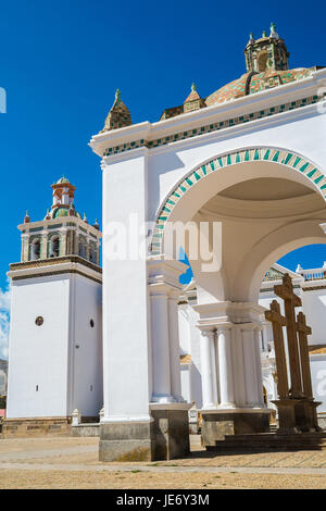 Chiesa di Nuestra senore de Copacabana, lago Titicaca, Bolivia Foto Stock