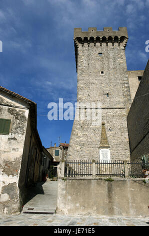 L'Italia, Toscana, La Maremma Capalbio, torre di mattoni, Foto Stock