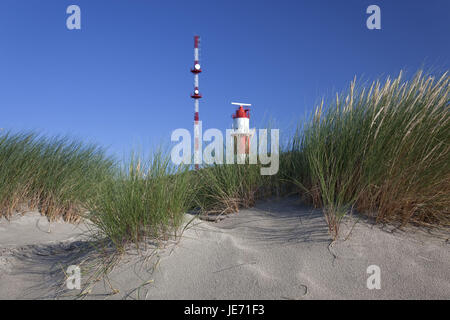 Germania, Bassa Sassonia, Est Frisians Borkum, il faro in dune, Foto Stock