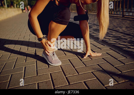 Il trauma per il piede del runner Foto Stock