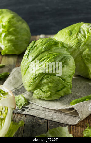 Materie organiche croccante rotondo di lattuga iceberg pronto a mangiare Foto Stock