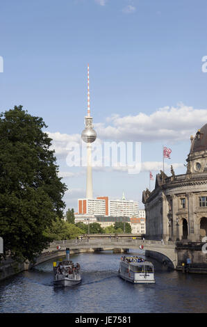 Germania Berlino, l'isola dei musei di Bode Museum e Torre televisiva, Foto Stock