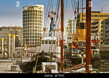 Germania, Amburgo, il porto della citta', della sabbia obiettivo quay, la sabbia del porto di obiettivo, quay Dalmann, architettura, storico nave 'Szczecin', Foto Stock