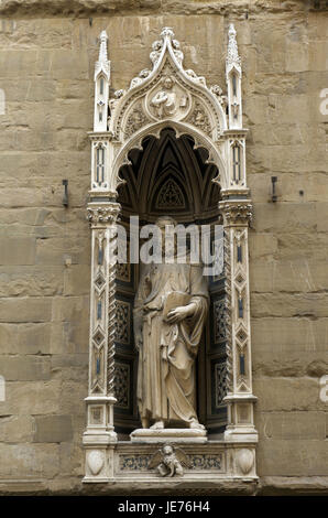 L'Italia, Toscana, Firenze, Chiesa di Orsanmichele, statua, saint Markus von Donatello, Foto Stock