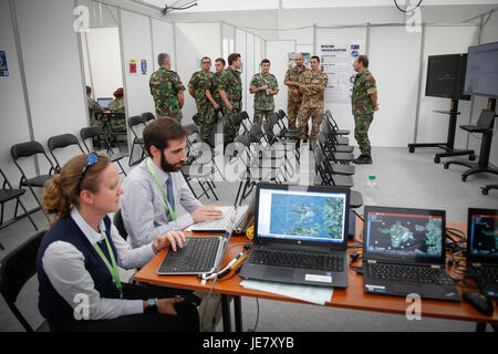 Bydgoszcz (Polonia). Il 22 giugno, 2017. Esercizi su cyberwarfare e sicurezza sono visto che avvengono durante la NATO CWIX esercizio di interoperabilità. Credito: Jaap Arriens/Alamy Live News Foto Stock