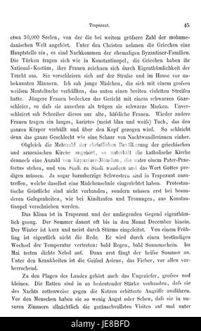 "Reise nach Persien" di Heinrich Brugsch è un resoconto di viaggio che descrive il suo viaggio in Persia nel XIX secolo. Il volume 1, pagina 61, copre aspetti della cultura persiana, della geografia e delle osservazioni dell'autore durante i suoi viaggi. Foto Stock
