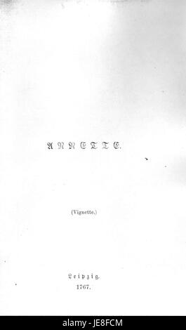 Questo riferimento sembra riferirsi a un'opera stampata che coinvolge J.W. Goethe, il famoso scrittore tedesco, e forse Annette. La stampa può essere correlata ai contributi letterari di Goethe o alle interazioni con Annette, riflettendo temi culturali o storici. Foto Stock