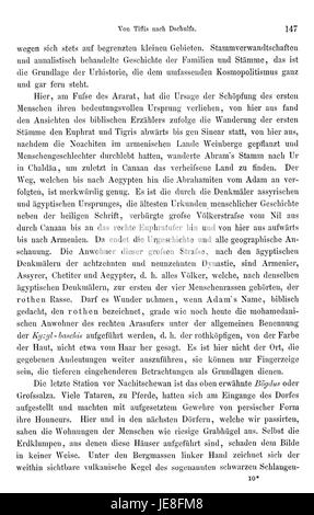Una pagina del libro "Reise nach Persien" (viaggio in Persia) di Brugsch, pubblicato nel XIX secolo, contenente resoconti dettagliati dei viaggi in Persia. Foto Stock