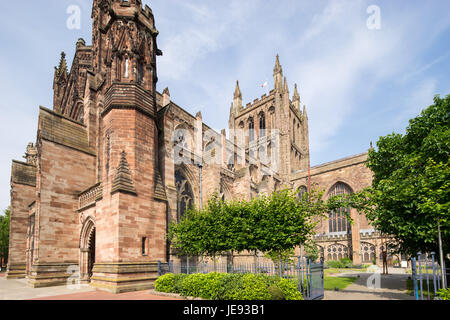 Fronte ovest della cattedrale di Hereford Herefordshire England Regno Unito Foto Stock