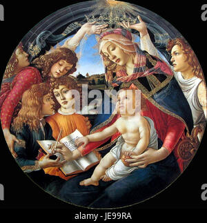 Il dipinto di Sandro Botticelli "la nascita di Venere" in mostra alla Galleria degli Uffizi a Firenze, in Italia, che illustra la maestria dell'artista nei temi mitologici e nell'arte rinascimentale. Foto Stock